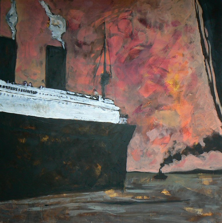 Départ du paquebot - 130x130 - huile sur toile